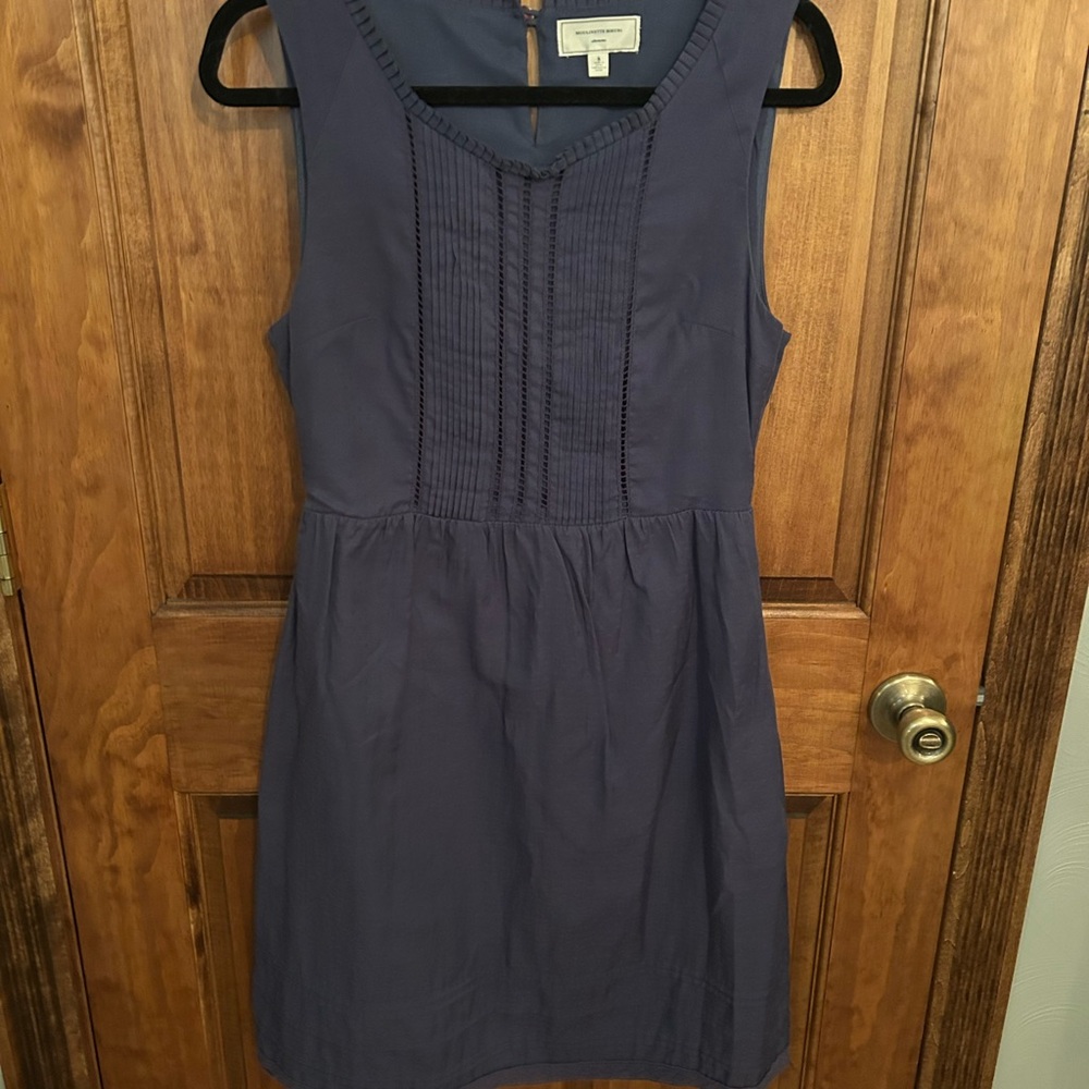 Moulinette Soeurs Blue Pleated Sundress Crew Neck Sleeveless